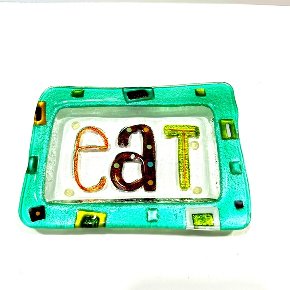 LORI SIEBERT FOR SILVESTRI GLASS SMALL GLASS SNACK TRAY - Picture 1 of 5